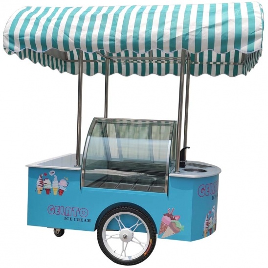 індивідуальний мобільний gelato дисплей для морозива з морозильним візком 